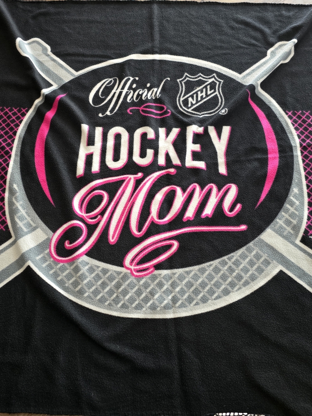 NHL Official Hockey Mom Fleece Throw Blanket - Black & Pink